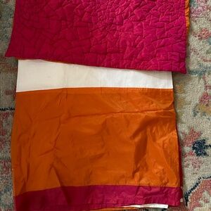 Pink and Orange Decorative Pillowcase and BedSkirt - Full Sz